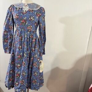 Vtg Rare Editions NWT Floral Prairie Dress Cottagecore Girls SZ 16 USA Blue Pink